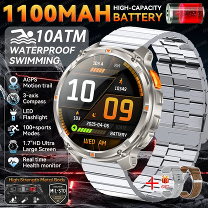 Smartwatch GPS GUHUAVMI T-Rex3 Pro 2026 — AMOLED 1,7", Batterie 1100mAh, 10 ATM, 100+ Modes Sport