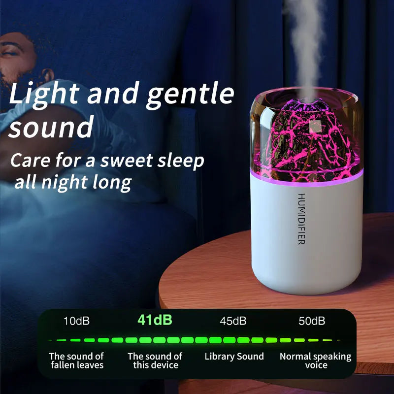 Diffuseur Aromathérapie USB Volcanique — Humidificateur & Veilleuse Colorée
