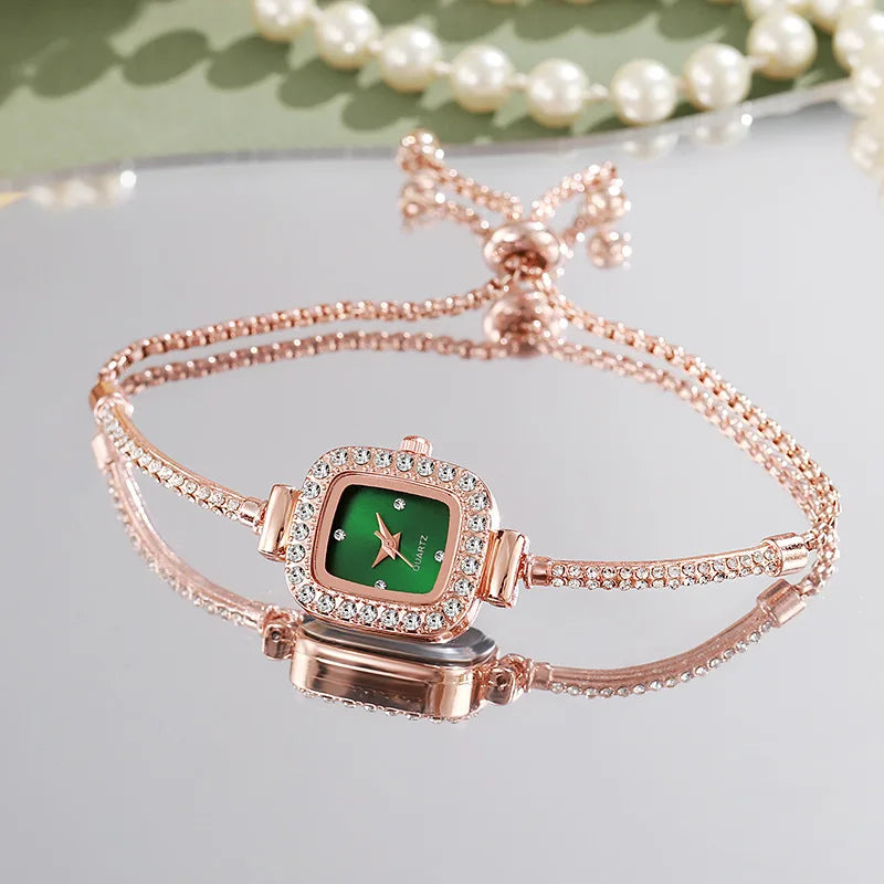 Montre Femme Quartz Cristal MOONBIFFY — Bracelet Cuir, Cadran Orné de Cristaux, 5 Coloris