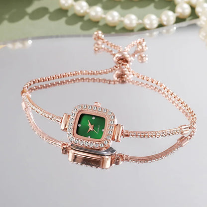 Montre Femme Quartz Cristal MOONBIFFY — Bracelet Cuir, Cadran Orné de Cristaux, 5 Coloris