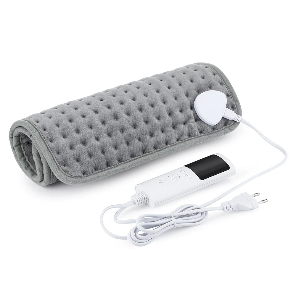 Coussin Chauffant Électrique 60x30cm — 10 Niveaux 30-70°C, Minuterie & Micro-Velours Lavable