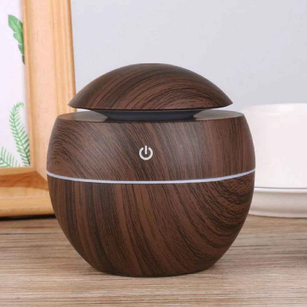 Humidificateur Sphérique Design Bois 130ml — Aromathérapie, 5h Autonomie & Micro-USB