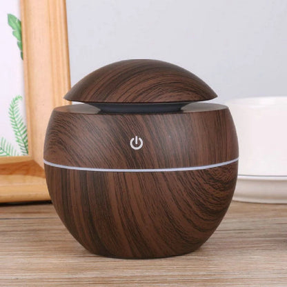 Humidificateur Sphérique Design Bois 130ml — Aromathérapie, 5h Autonomie & Micro-USB