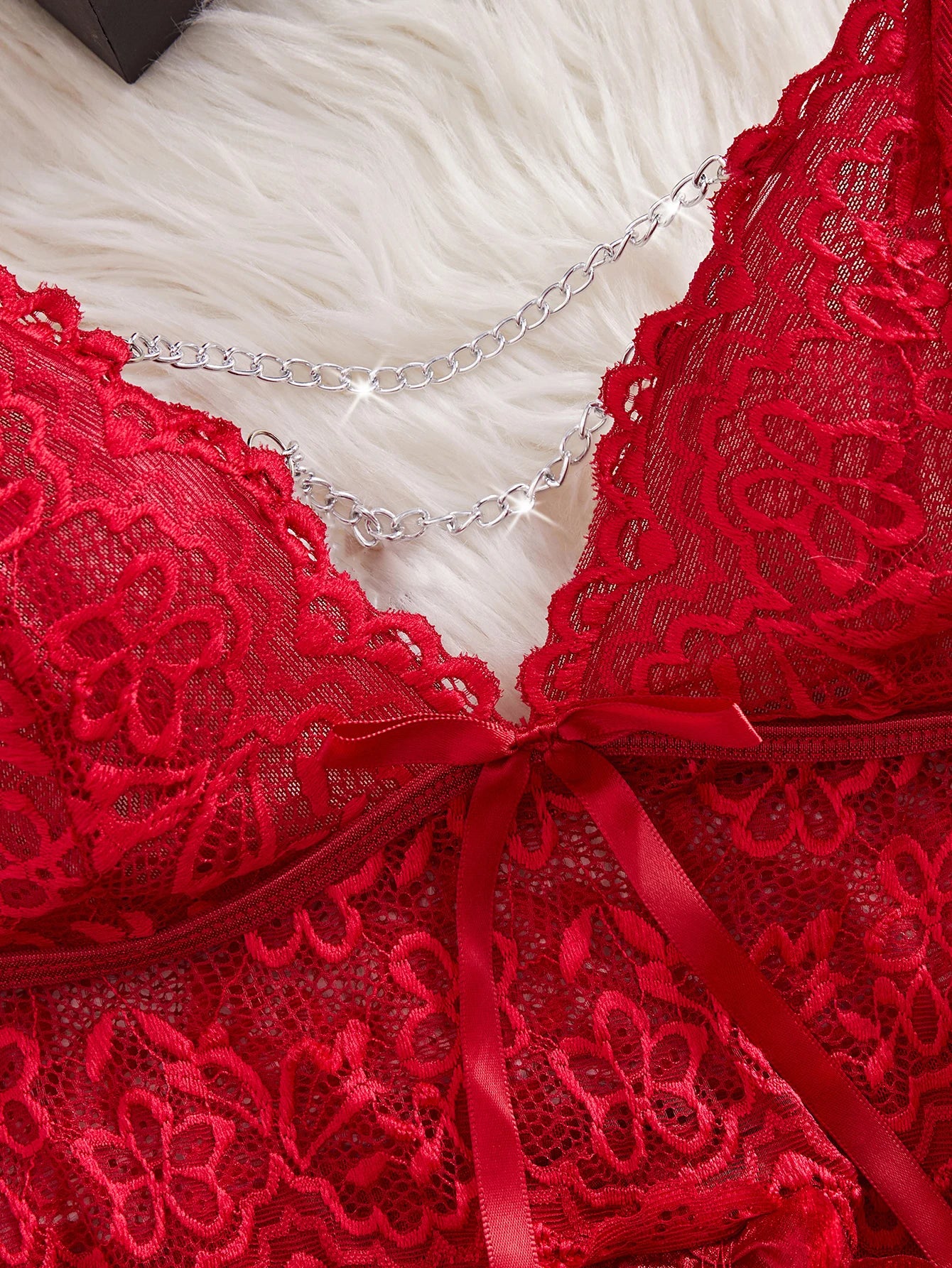Robe Lingerie Sexy Dentelle — Chemise de Nuit Mini avec G-String