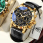 Montre Quartz Luxe Homme POEDAGAR 973 — Chronographe Lumineux, Verre Saphir, Bracelet Cuir, 3 ATM, 7 Coloris | TechNova X