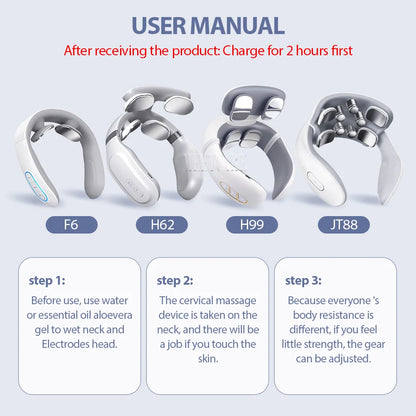 Smart Electric Neck and Back Massager, Rechargeable TENS, Hot Compression Massage, Cervical Vertebra Relaxation, Pain Kneading Therapy