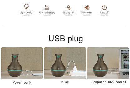 Humidificateur Diffuseur USB 200ml — Brume Fine, Huiles Essentielles & Veilleuse LED