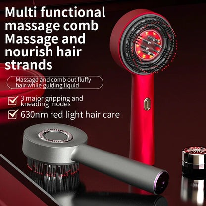 Electric Massage Comb, Red Light Therapy, Vibration, Hair Growth, Scalp Brush, Anti-Hair Loss, Liquid Oil Applicator