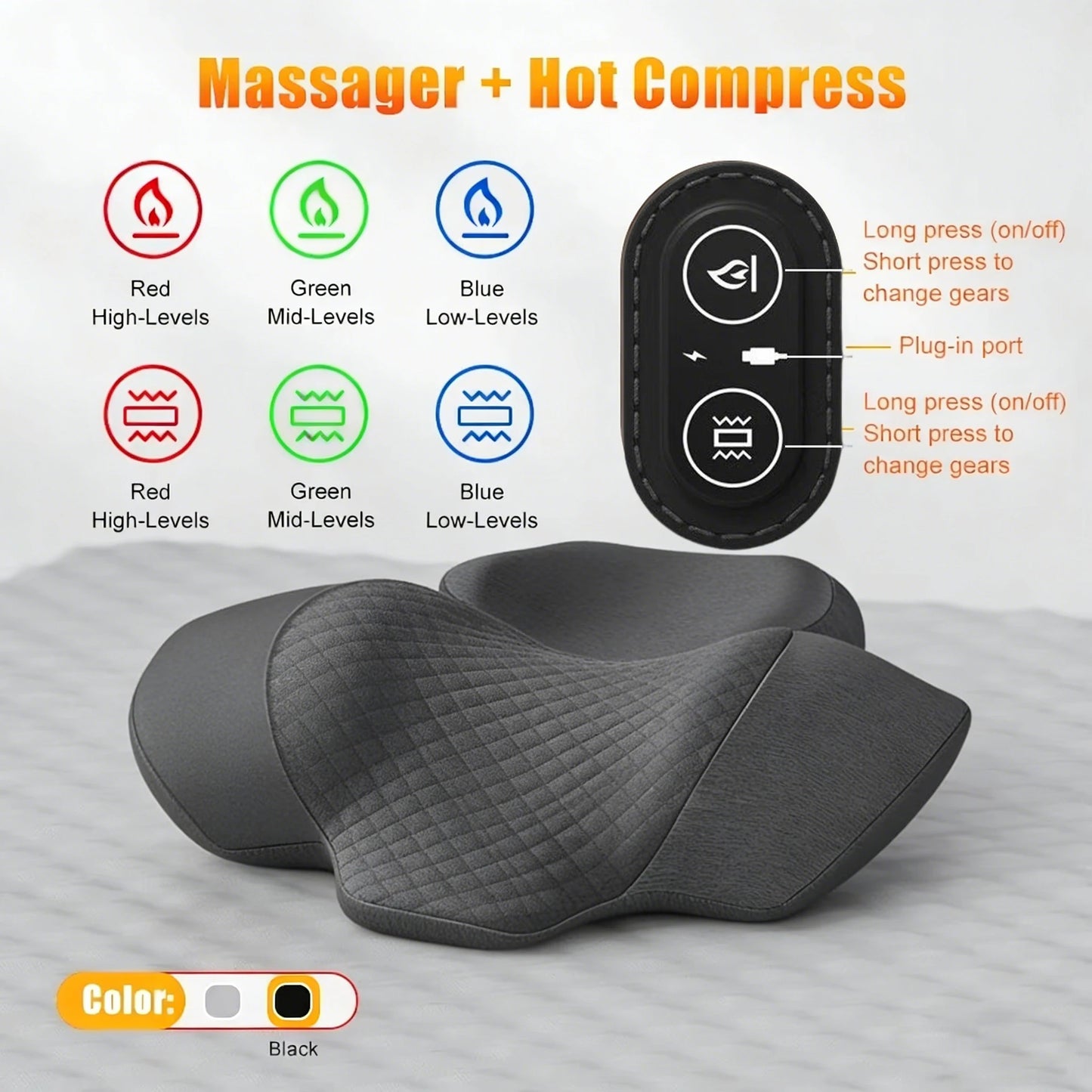 Electric Neck Massager Pillow Cervical Stretcher Heating Vibration Massage Back Orthopedic Traction Sleeping Pillows Support