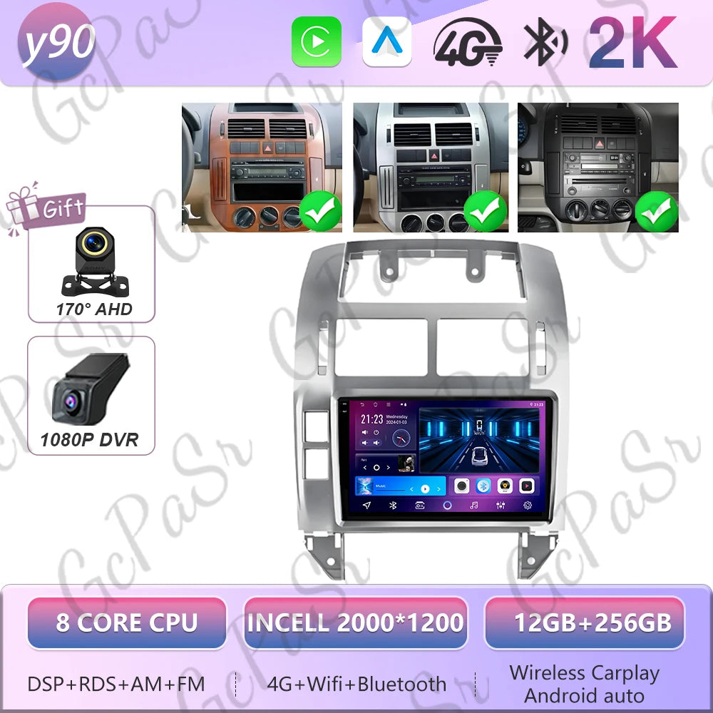 Autoradio Android 16 pour Volkswagen VW Polo MK4 6Q 9N 9N3 2004-2009 Lecteur multimédia Stéréo auto WiFi Navigation autoradio 4G