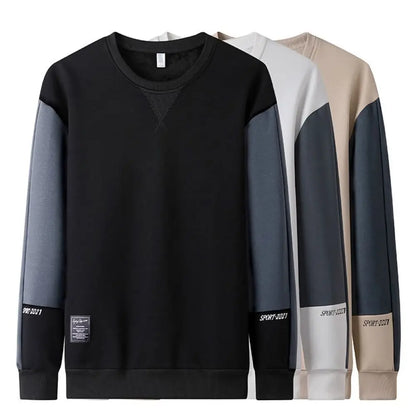 Sweat-shirt Homme Col Rond — Coupe Ample | Motif Patchwork | Style Décontracté | 4 Saisons | 3 Coloris | M–5XL
