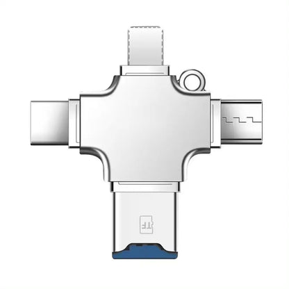Lecteur de cartes multi-ports 4 en 1, convertisseur portable Lightning USB Type C compatible avec iPhone, iPad, Android, Mac, PC, appareil photo