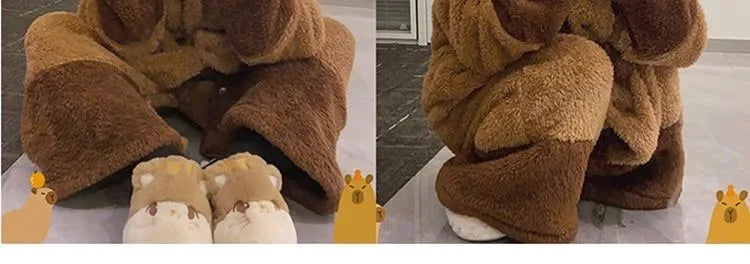 Adulte Capybara Robes Onesies Pyjamas Dessin Animé Pyjama Animal Kigurumi Pantoufle Halloween Cosplay Costumes Chaud Vêtements De Nuit Combinaison