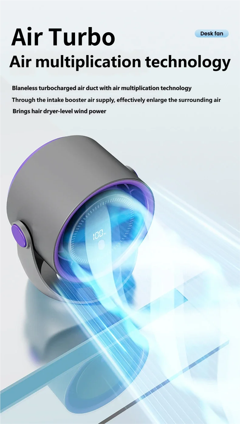 Ventilateur Mural Sans Perçage USB — Silencieux, Rechargeable & Circulation d'Air 360°