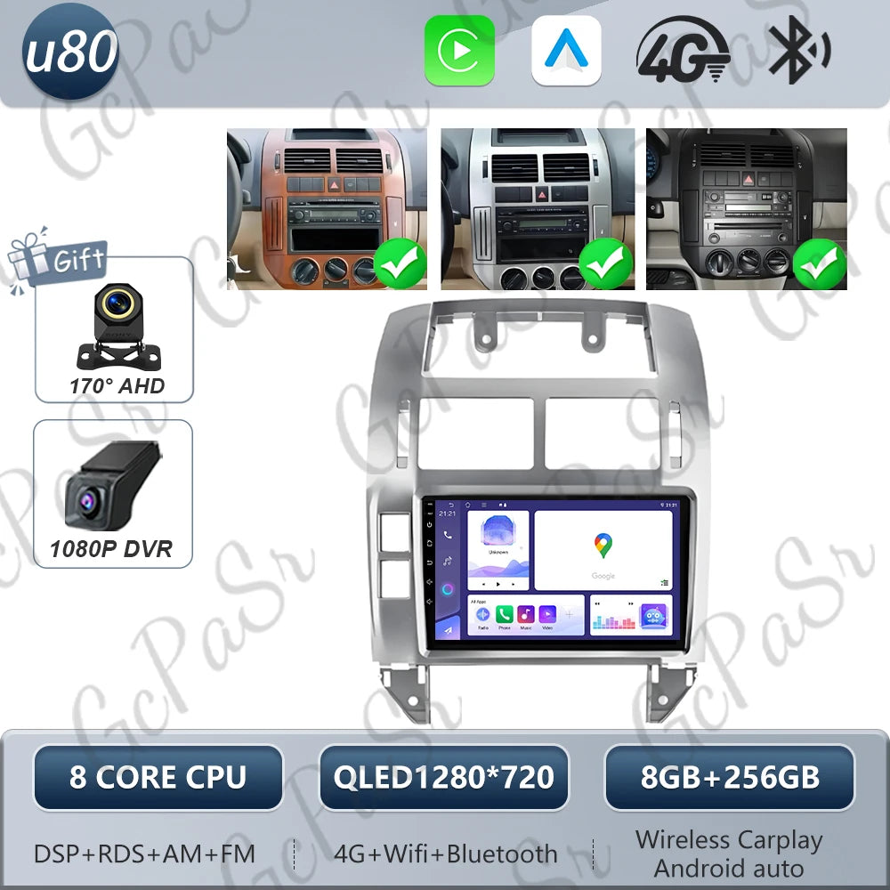 Autoradio Android 16 pour Volkswagen VW Polo MK4 6Q 9N 9N3 2004-2009 Lecteur multimédia Stéréo auto WiFi Navigation autoradio 4G