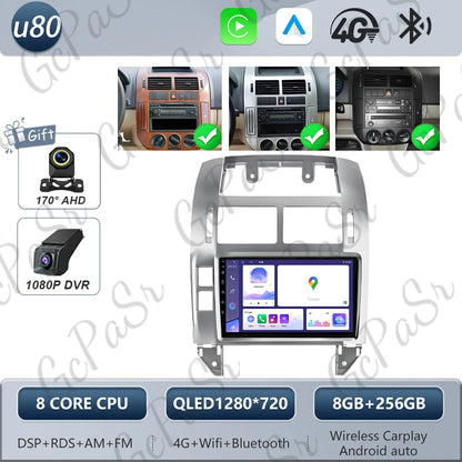 Autoradio Android 16 pour Volkswagen VW Polo MK4 6Q 9N 9N3 2004-2009 Lecteur multimédia Stéréo auto WiFi Navigation autoradio 4G