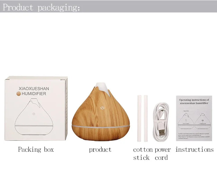 Humidificateur Diffuseur Arômes Design Bois — Ultrasonique, LED 7 Couleurs & USB 5V (200ml/350ml)