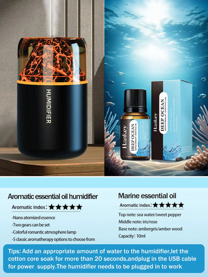Diffuseur Aromathérapie USB Volcanique — Humidificateur & Veilleuse Colorée