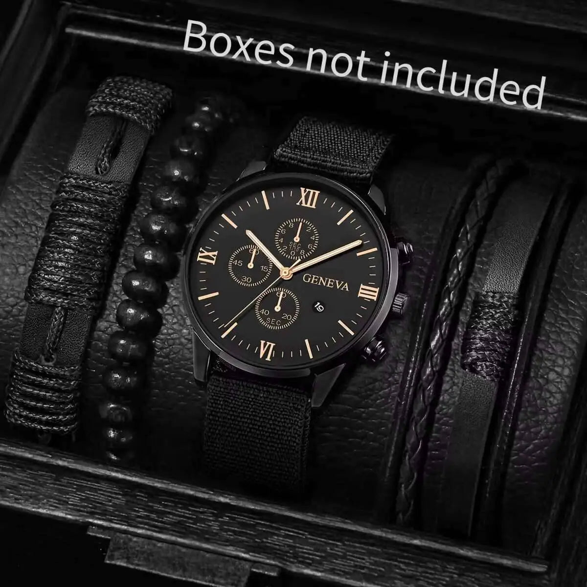 Montre Homme Quartz — Cadran Chiffres Romains + 3-4 Bracelets Interchangeables Cuir & Nylon