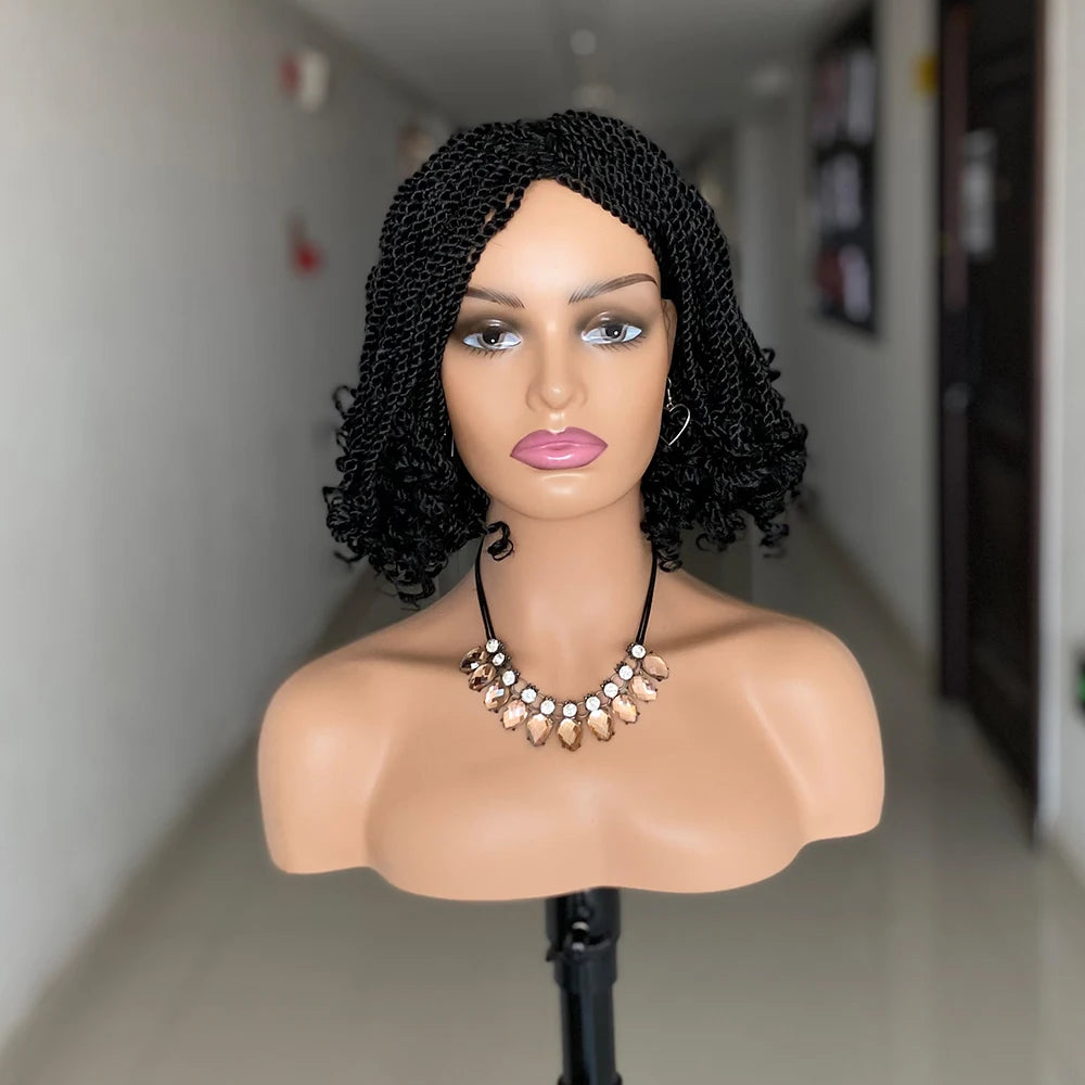 Perruque Tressée Synthétique Crochet UMOT — Style Africain Court Crépu, Fibre Haute Température, Bonnet Taille Moyenne | TechNova X