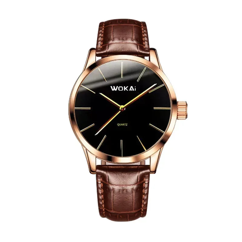 Montre Homme Quartz Business MOONBIFFY — Bracelet Cuir, Cadran Minimaliste, Style Luxe, 4 Coloris