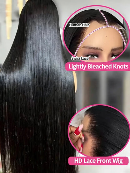 Perruque Cheveux Humains Lace Front HD — 13x4 / 13x6 / 5x5 | Densité 250% | 16-42 Pouces | Sans Colle