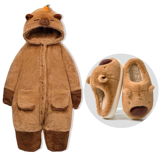Adulte Capybara Robes Onesies Pyjamas Dessin Animé Pyjama Animal Kigurumi Pantoufle Halloween Cosplay Costumes Chaud Vêtements De Nuit Combinaison