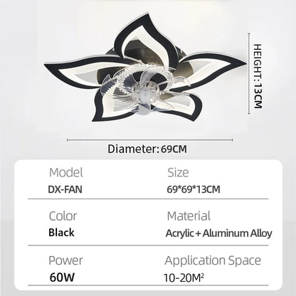 Ventilateur de Plafond Intelligent LED Jelena — 6 Vitesses, App & Télécommande, Mode Été/Hiver