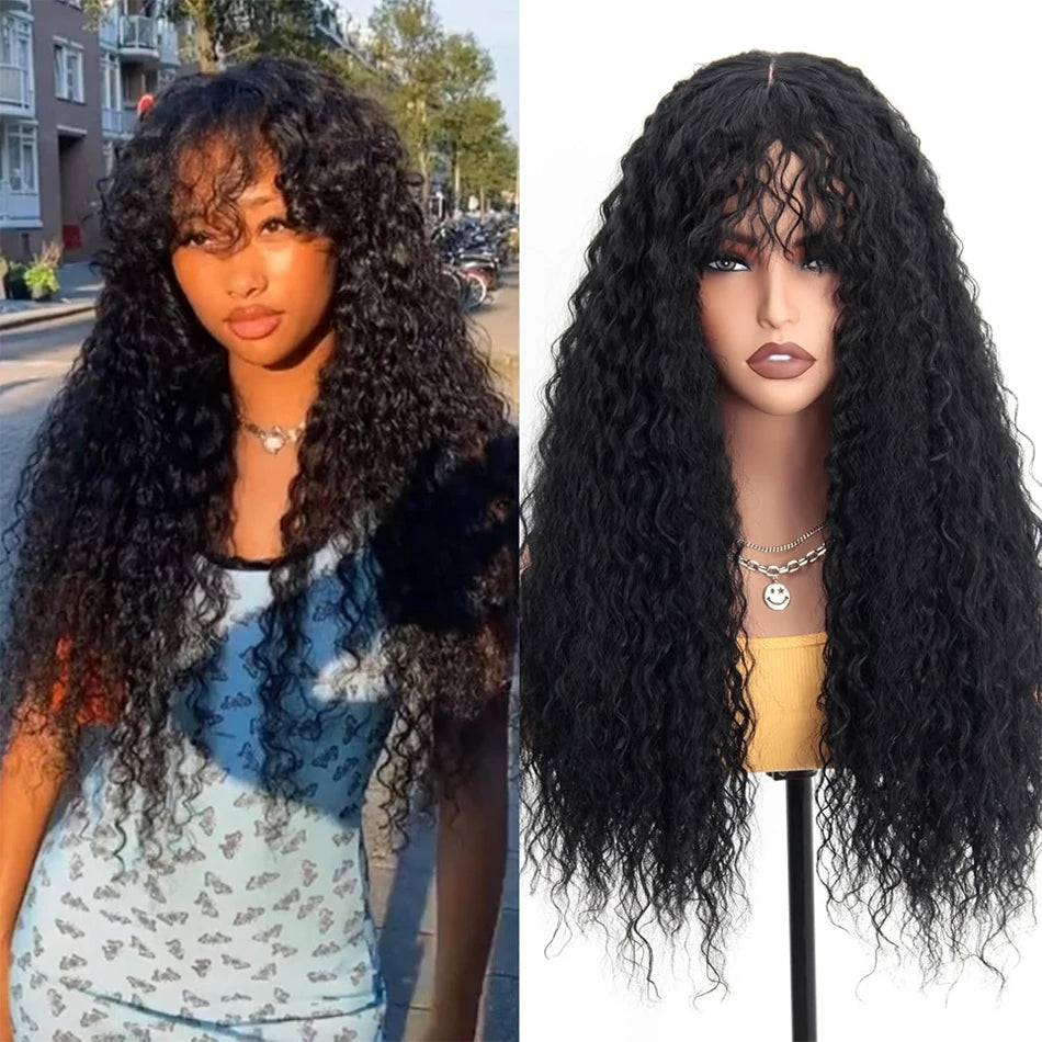 Perruque Cheveux Humains Remy Brésiliens SHIREEN — Vague d'Eau avec Frange, Sans Colle, Machine Made, 8-30 Pouces, Densité 230/250 | TechNova X