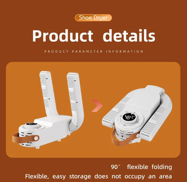Sèche-Chaussures Intelligent 150W — Minuterie, Séchage Rapide, Désodorisant & Stérilisant