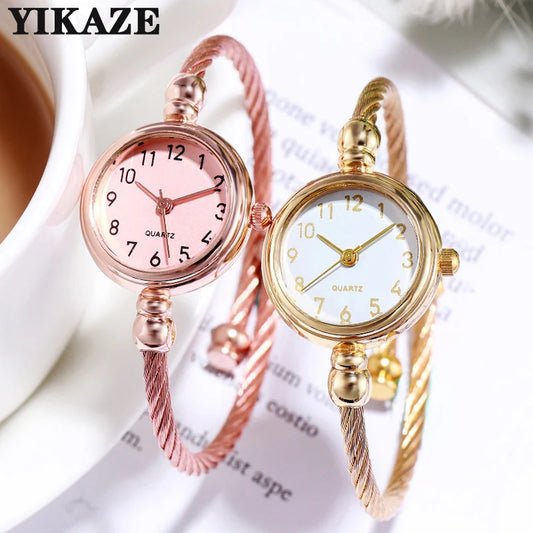 Montre Bracelet Jonc Femme Quartz YIKAZE — Acier Inoxydable, Style Rétro Luxe, 14 Coloris