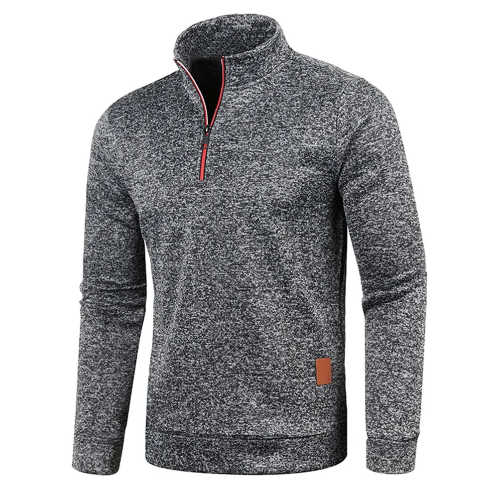Pull à col roulé avec fermeture éclair pour homme, sweat-shirt d'extérieur, pull à demi-fermeture éclair, vêtements solides, PVD, printemps, automne