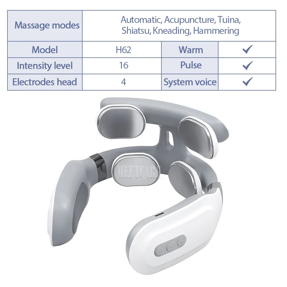 Masseur intelligent électrique TENS EMS pour le dos et le cou, 4 modes, pour la relaxation musculaire et la santé, outil de massage des épaules et cervicales