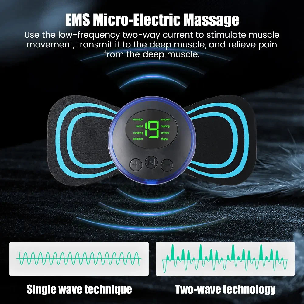 EMS Cervical Spine Massager, Mini Electric Low-Pulse TENS Neck Massager, Neck Back Body Muscle Stimulator, Arm Leg Relaxation Pads