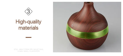 Humidificateur Ultrasonique 300ml Design Bois — LED 7 Couleurs, Commande Tactile & USB 5V