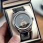 Montre Homme Quartz BEE SHIRLEY — Bracelet Cuir Noir, Cadran Minimaliste 40mm, Style Luxe Robe