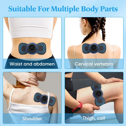 EMS Electric Neck Massager, Muscle Massage Stimulator, Low-Frequency Instrument, Patches for Back, Neck, and Calves, Mini Device for Joint Pain