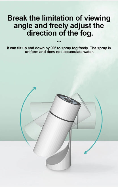 Humidificateur Diffuseur Sans Fil 260ml — Nano-Spray, Buse 90°, Veilleuse LED & Batterie 1000mAh