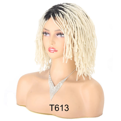 Perruque Synthétique Tressée pour Femme, Cheveux Courts, Bob, Noir, Blond, Rouge, Dreadlock, Déesse, Faux auxLocs, Bouclée, Twist, 10 Pouces