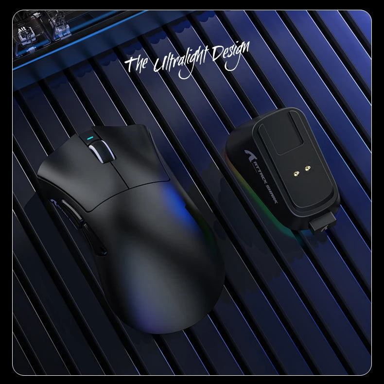 Souris de jeu sans fil Attack Shark V3 PRO, tri-mode 2.4G/BT/filaire, ultra-légère, PAW3311, 26000 DPI
