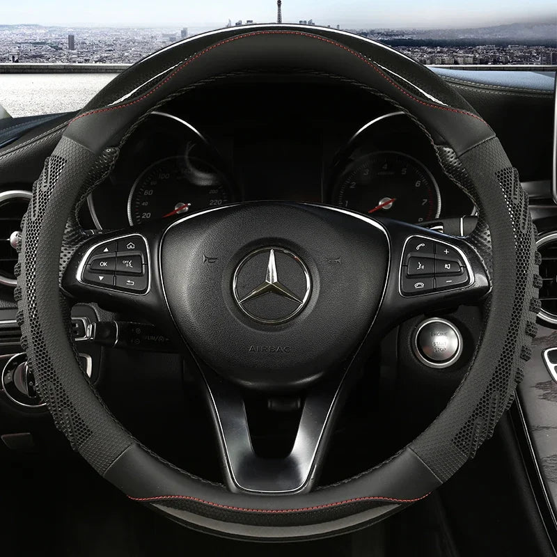 Housse de volant de voiture en nid d'abeille tridimensionnel, housse en cuir Durable avec doublure antidérapante universelle 14.5-15 pouces