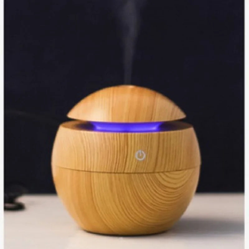 Humidificateur Sphérique Design Bois 130ml — Aromathérapie, 5h Autonomie & Micro-USB