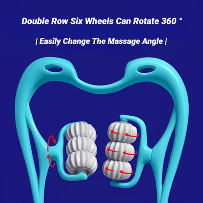 Manual massager for the spine, neck, shoulders, and back, handheld kneading massage device for at-home relaxation