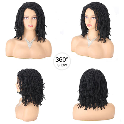 Perruque Synthétique Tressée pour Femme, Cheveux Courts, Bob, Noir, Blond, Rouge, Dreadlock, Déesse, Faux auxLocs, Bouclée, Twist, 10 Pouces