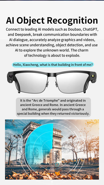 LIGE 800W HD Camera Smart Glasses 1200P HD Video Recording Chat Translation Voice Control Calling Sunglasses Color-Changing Lenses