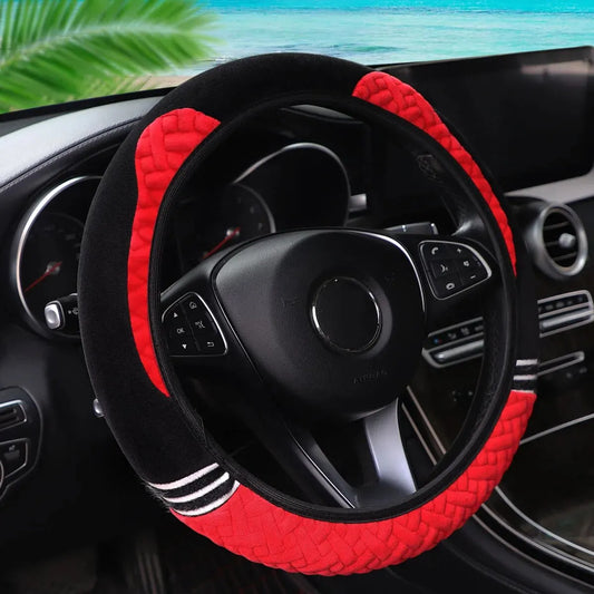Ours en peluche chaud pour les mains, chat de dessin animé, voiture sans anneau intérieur, housse de volant, fournitures automobiles, 14.5-15 pouces
