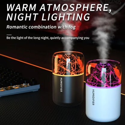 Diffuseur Aromathérapie USB Volcanique — Humidificateur & Veilleuse Colorée