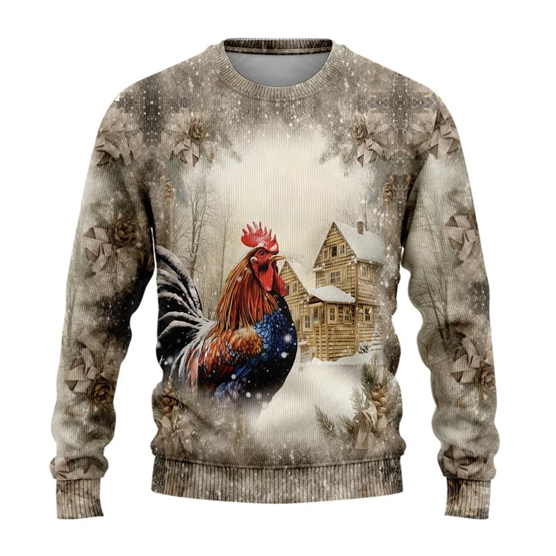 Sweat-shirt Unisexe Imprimé 3D — Animaux de Ferme | Style Harajuku Y2K | Col Rond | Enfant & Adulte | XS–6XL