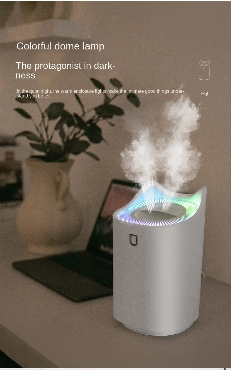 Humidificateur Double Buse 3000ml — Aromathérapie Ultrasonique, LED Ambiance & Multi-Vitesses