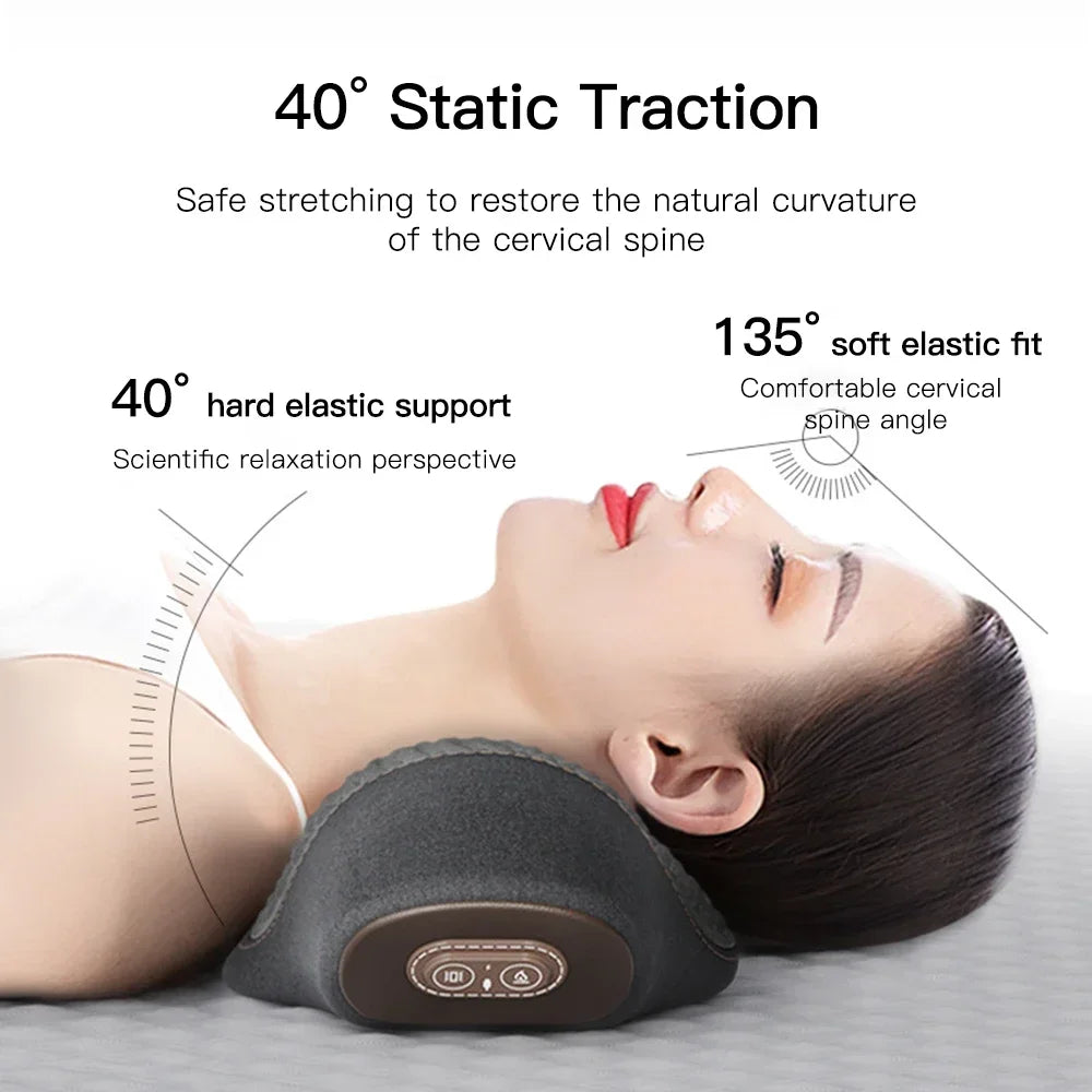Electric Neck Massager Pillow Cervical Stretcher Heating Vibration Massage Back Orthopedic Traction Sleeping Pillows Support